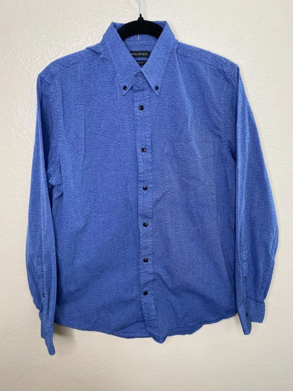 Banana Republic Mens Blue Patterned Long Sleeve Shirt Size M 100% Cotton collar